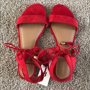 red flat gladiator sandals